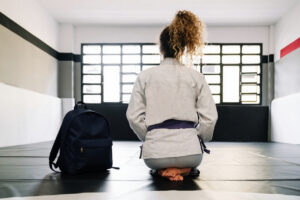 Judokate avec son sac à dos